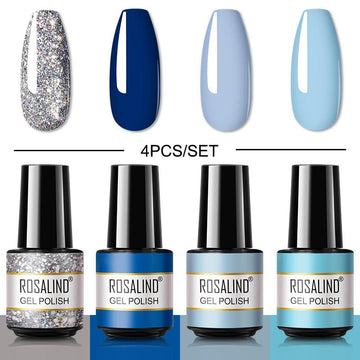 ROSALIND Mini Set 4PCS Soak Off Gel Polish Bright For Nail Art Design LED/UV Lamp